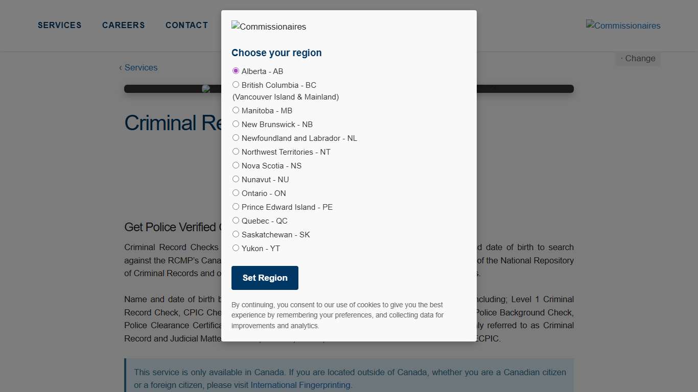 Criminal Record Checks (CPIC) – Commissionaires